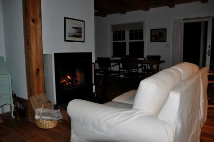 Enjoy the wide screen T.V. or read by the fire in the great room.